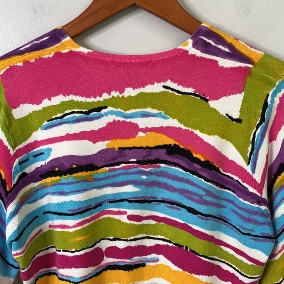 Cyrus Colorful Knit Pull Over Top V-Neck Long Sleeves Stretchy Soft - Picture 8 of 16